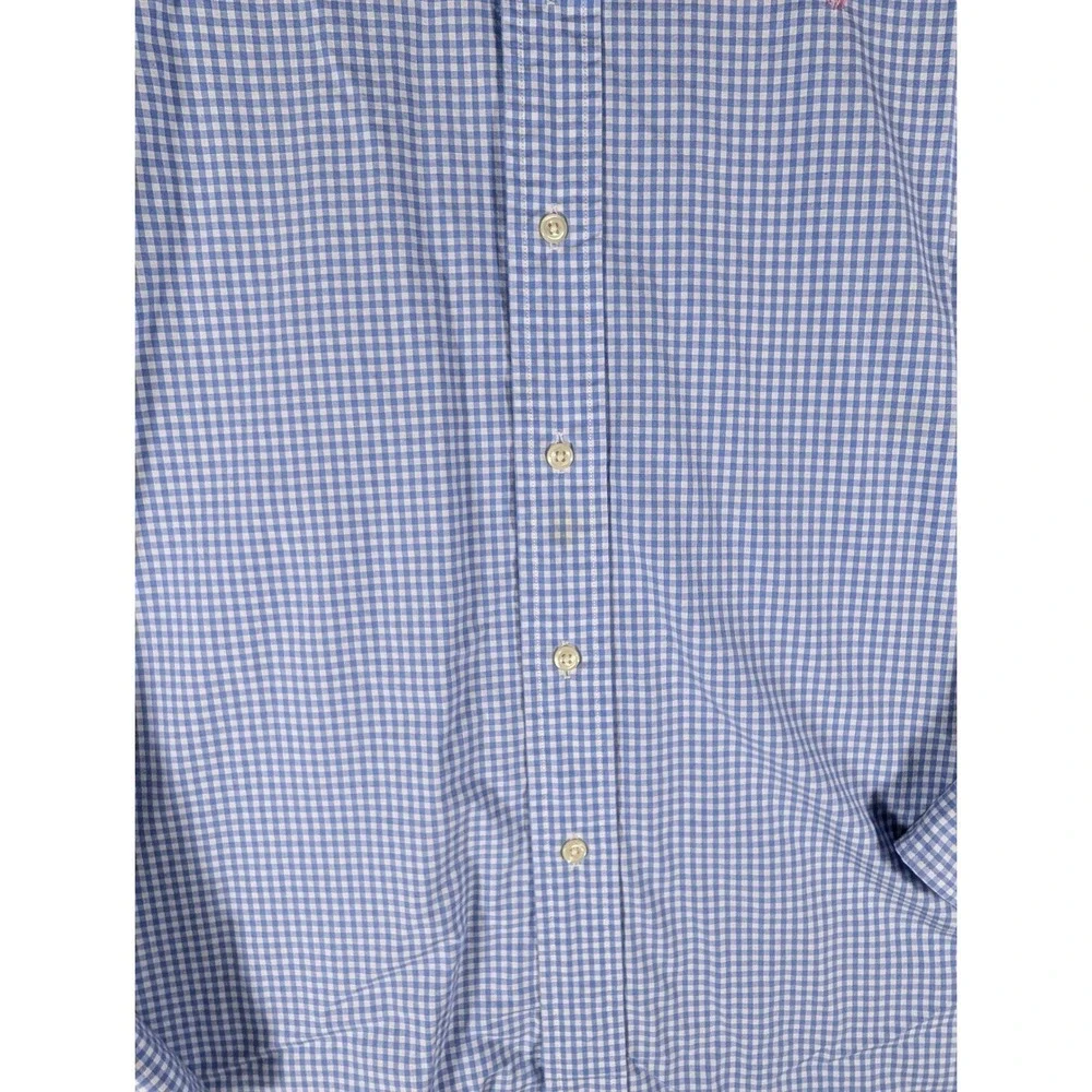 Polo Ralph Lauren Men's XL 17.5 Gingham Button Down Shirt Blue White Classic Fit